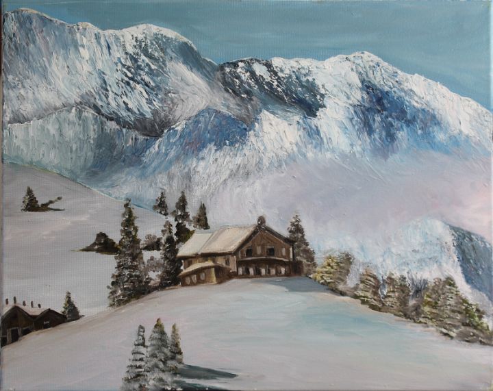 Cottages in the Snow - Amal's Art