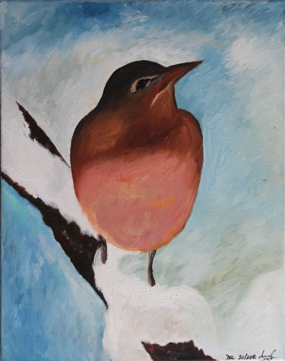 Robin in Snow - Amal's Art