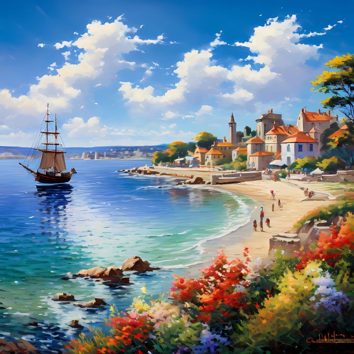 Seaside Serenity: A Coastal Escape - Solo art - Digital Art