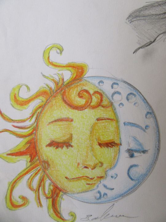 The Sun And The Moon Salma Drawings Illustration Abstract Figurative Artpal