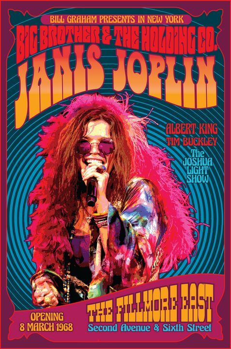 JANIS JOPLIN w/ Big Brother 1968 - David Edward Byrd Posters