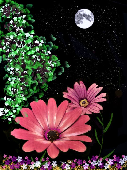Moonlight Daisies - Rene's Gifts - Digital Art & AI, Flowers, Plants ...