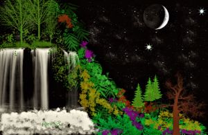 Nighttime Waterfall - Rene's Gifts