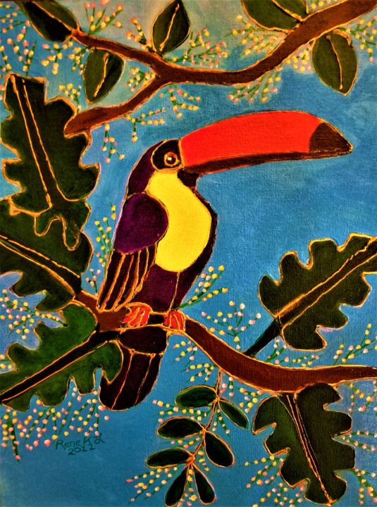 Bird, Toucan, Painting, Colorful