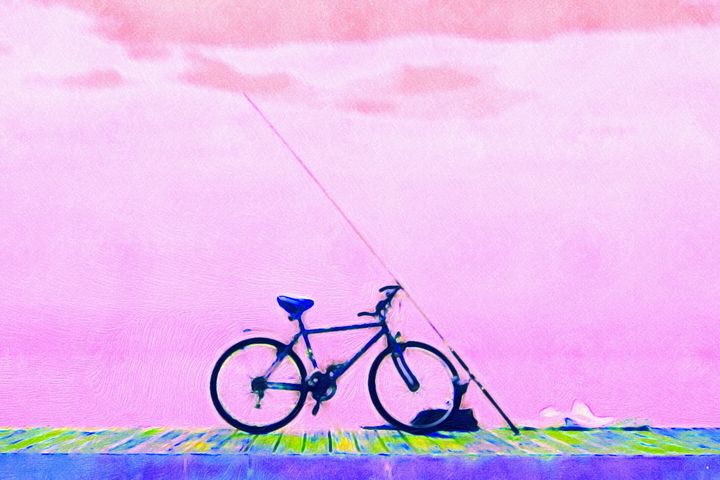 Fishing Pole and Bike in Pink - Jill Rose