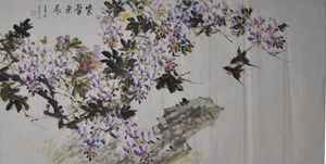 purplevine and birds