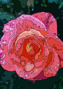 Posterized Rose 3 - TynskiArt - Digital Art, Flowers, Plants
