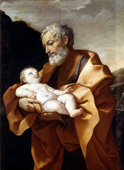 Guido Reni~Saint Joseph with Baby Je - Treasury Classic - Paintings ...