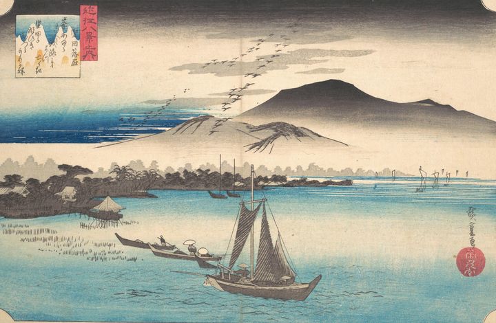 Hiroshige~近江八景之内堅田落雁Returning Geese - Treasury Classic