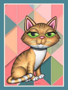 Cute Yellow Tabby in Art Deco