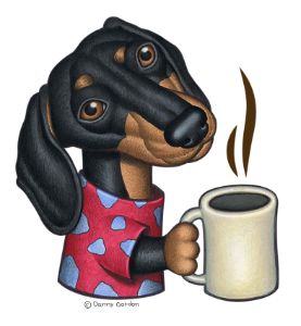 Artie the Coffee-Loving Dachshund - Danny Gordon Art