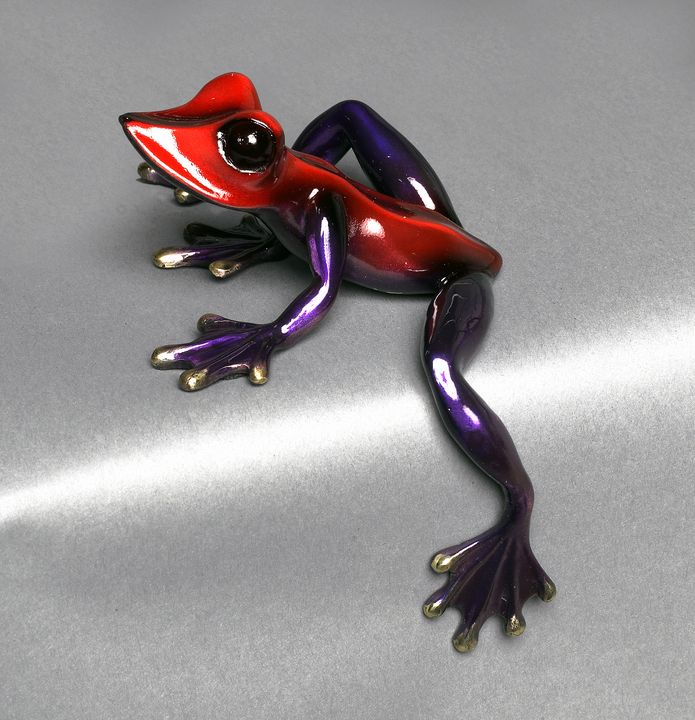Elexess Frog Red & Purple - Bronze By Barry Stein