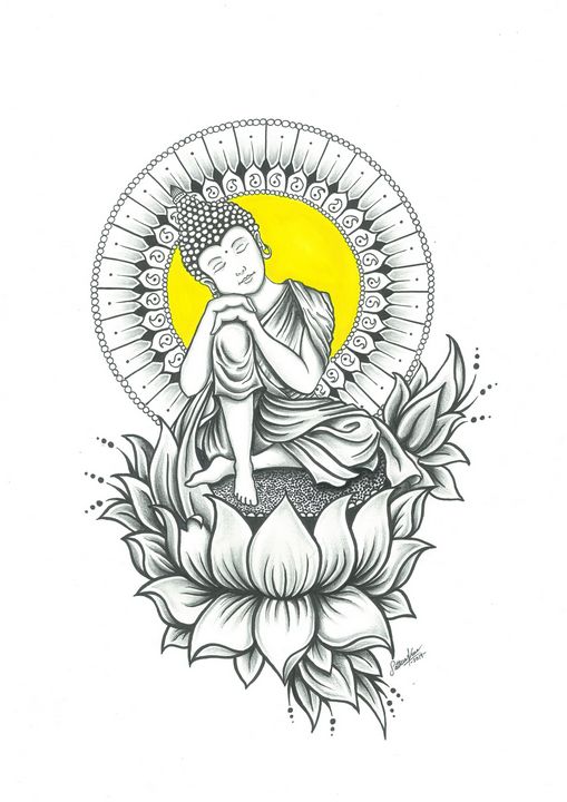 Gautam Buddha Drawing Ink Drawing By Art Sbk | absolutearts.com-sonthuy.vn