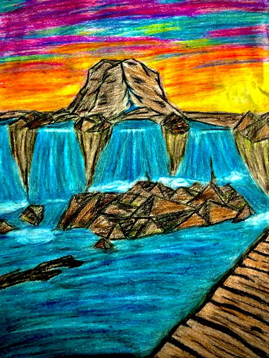 Featured image of post Sunset Waterfall Nature Drawing : One of the best pixel arts i&#039;ve ever seen.