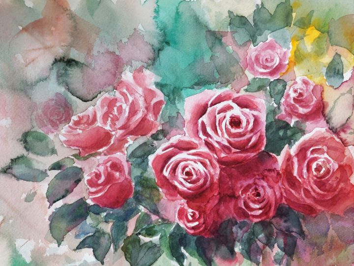 watercolor roses - coloringmonsta watercolor