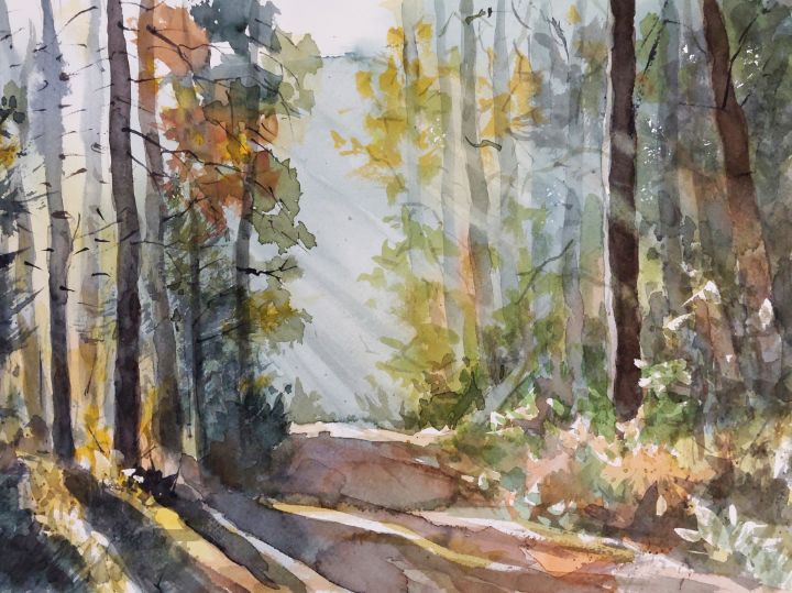 Watercolor landscape forest - coloringmonsta watercolor