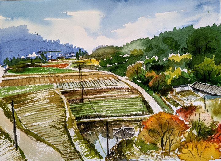 Watercolor landscape - coloringmonsta watercolor