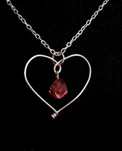 Crystal wire heart necklace