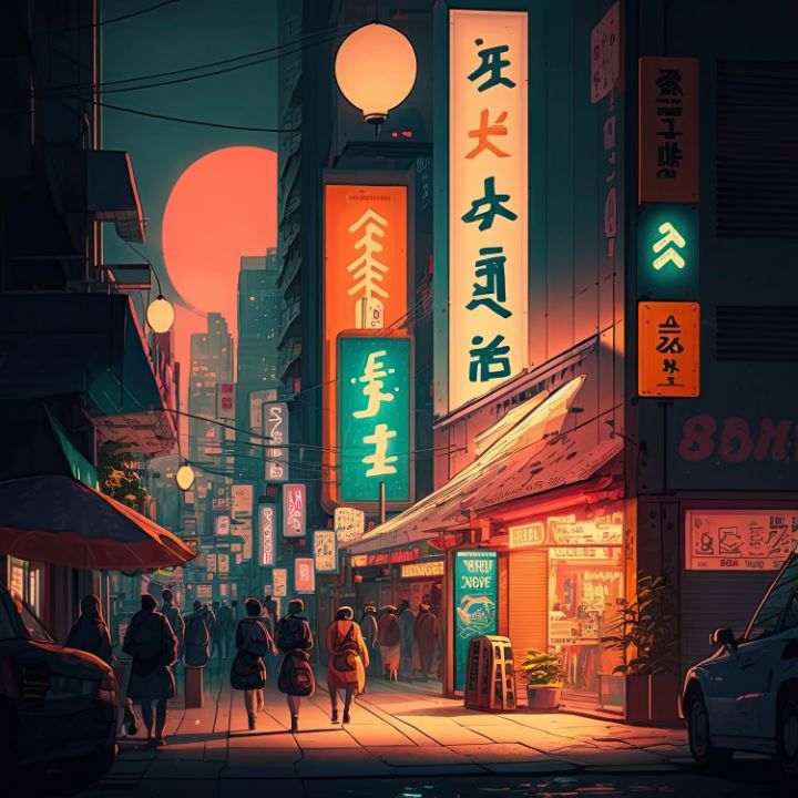 Lights in the city. Contemporary art CreativAity Digital Art