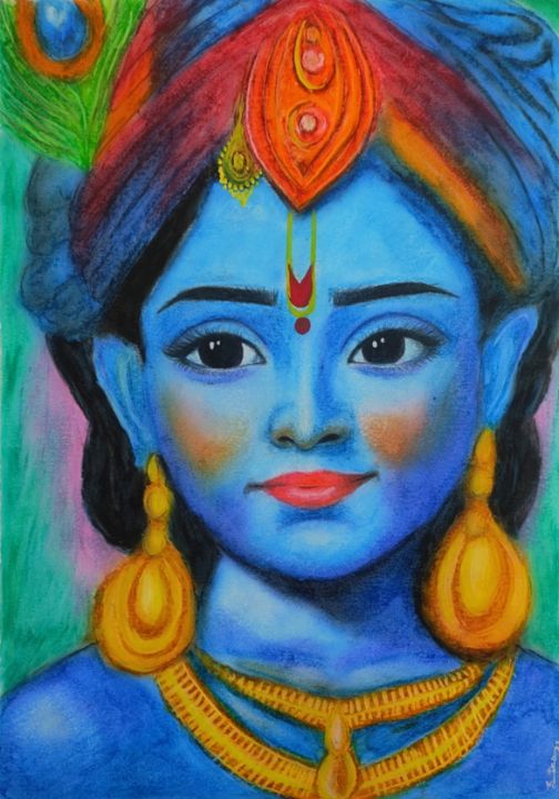 Lord Krishna Face Peacock Design Line Stock Vector (Royalty Free)  2307482785 | Shutterstock