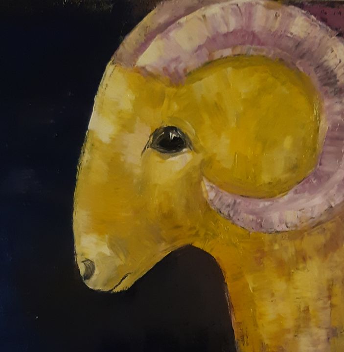 Young male sheep, purple horns - D. Michael Adams