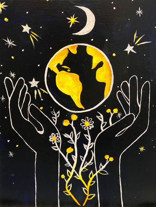 The World Is In Our Hands Art By Kaylee Paintings Prints Astronomy Space Earth Artpal