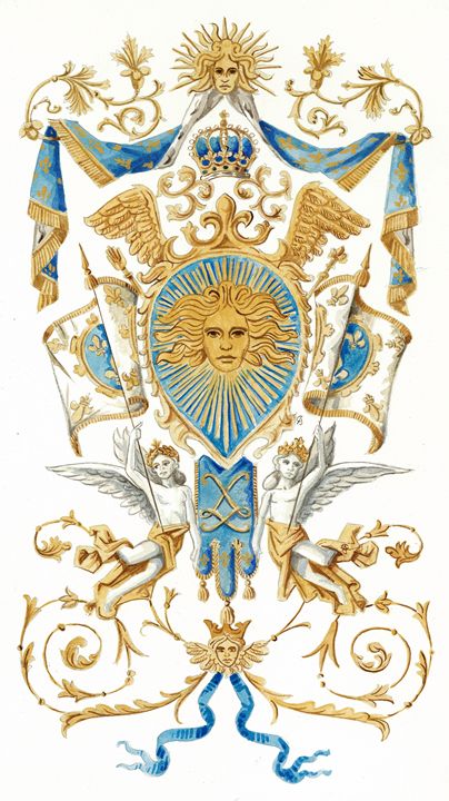 King Louis XIV V Neck T Shirt by Orleans Heraldry & Fine Art