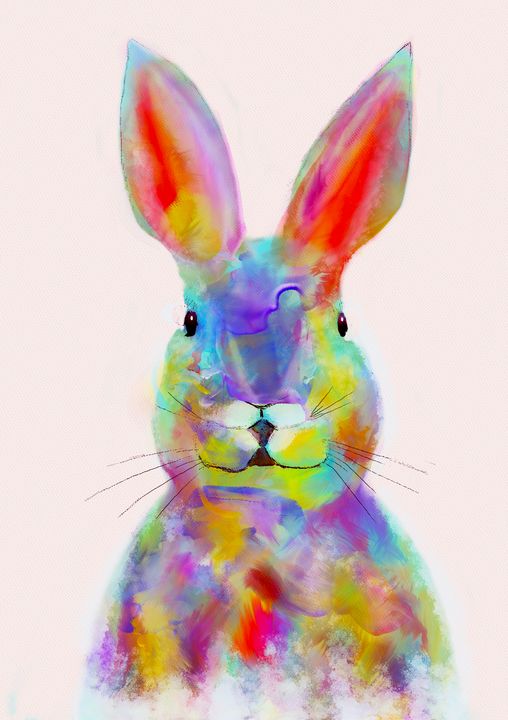 Watercolor rabbit on a light backgro - Anton Vivchar