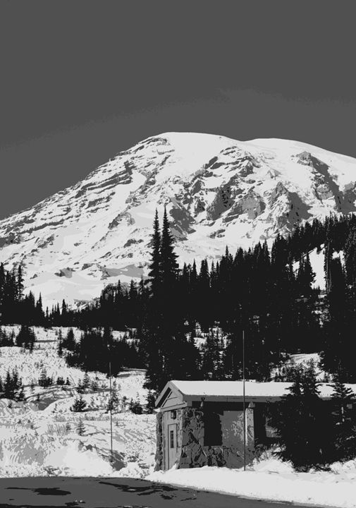 Black and White Mt. Rainier - Rachel Vdolek