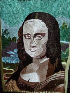 hand embroidered Mona Lisa
