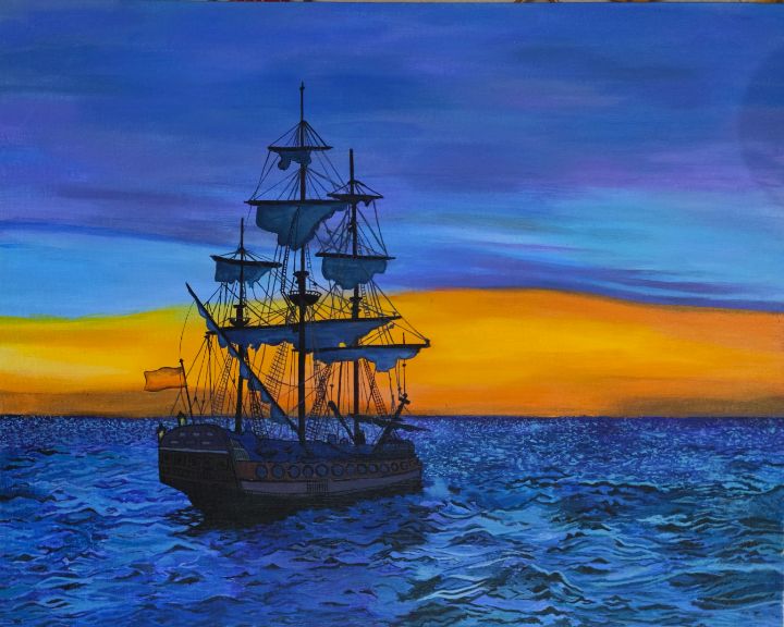 Twilight Voyage - Yellow Charcoal Arts - Paintings & Prints