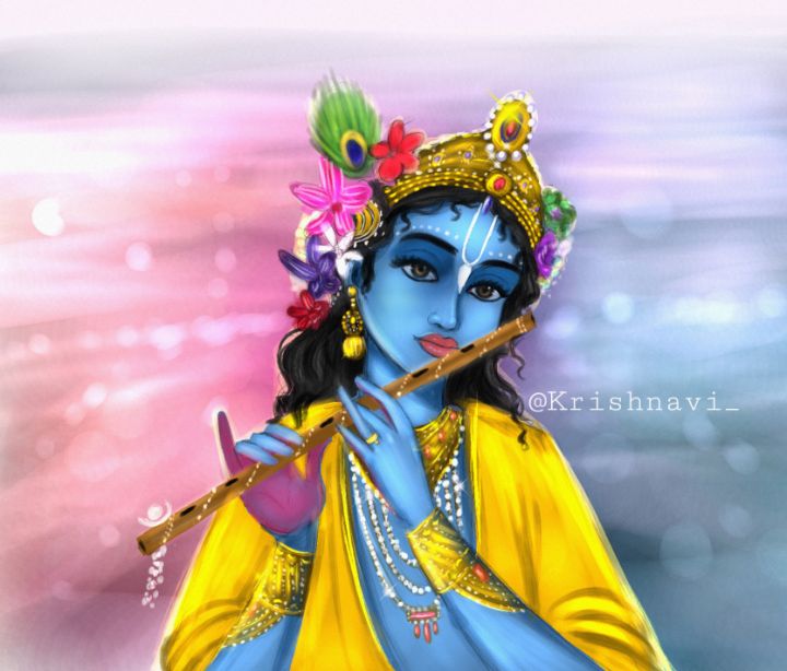 Krishna playing flute | Krishna Art - Krishnavi_ Store - Digital Art ...