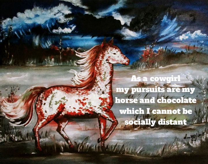 Horse with Social Distancing Saying - Denise's Regal Art