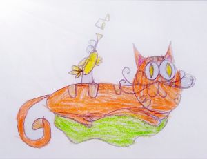 Cat and bird.