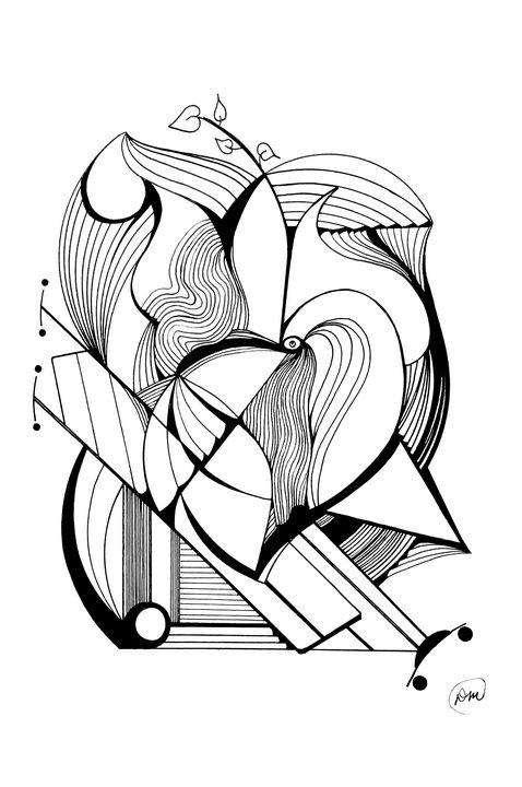 Pen and Ink Abstract Drawing | Abstract drawings, Abstract pencil drawings,  Geometric art