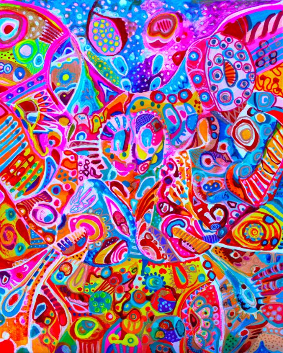 FREEDOM colorful abstract detailed doodles happy art Painting by Veera  Zukova