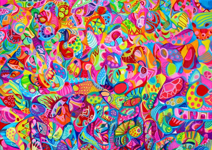 Vibrant psychedelic colorful neon - abstractart by Veera Zukova, Galleria Arté Finland