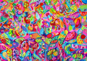 Vibrant psychedelic colorful neon