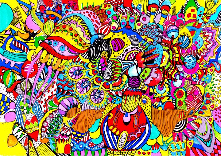 FREEDOM colorful abstract detailed doodles happy art Painting by Veera  Zukova