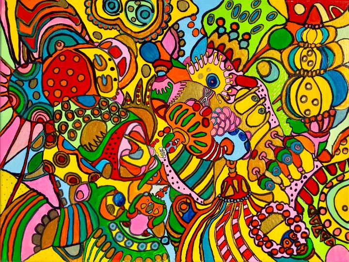 FREEDOM colorful abstract detailed doodles happy art Painting by Veera  Zukova