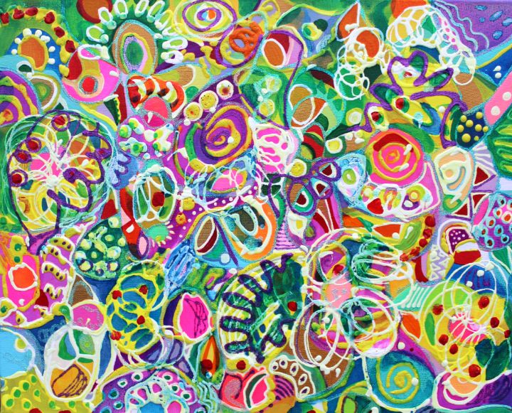 FREEDOM colorful abstract detailed doodles happy art Painting by Veera  Zukova