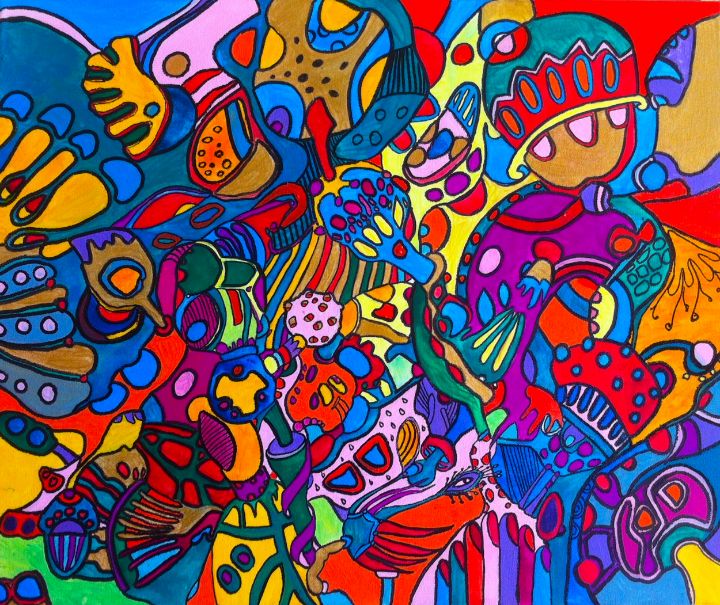 FREEDOM colorful abstract detailed doodles happy art Painting by Veera  Zukova