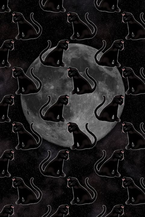 Black Cat Full Moon - Artofmine