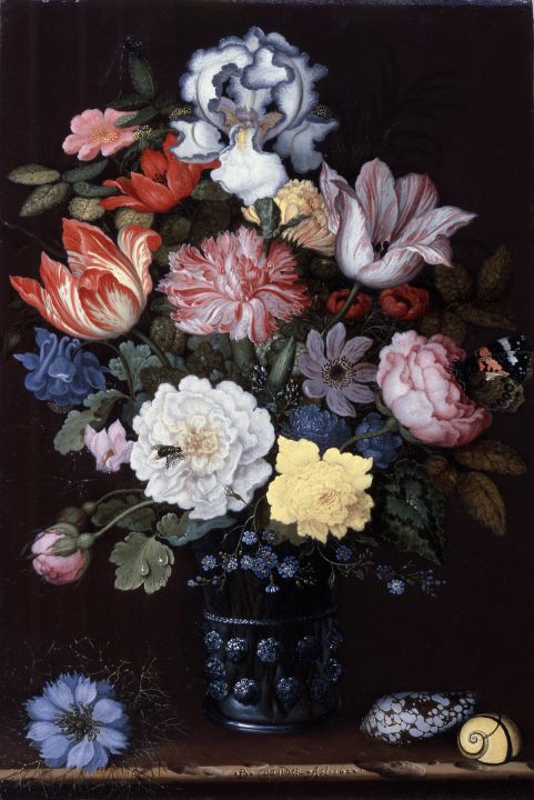 Floral Still Life with Shells Great Art Library Paintings