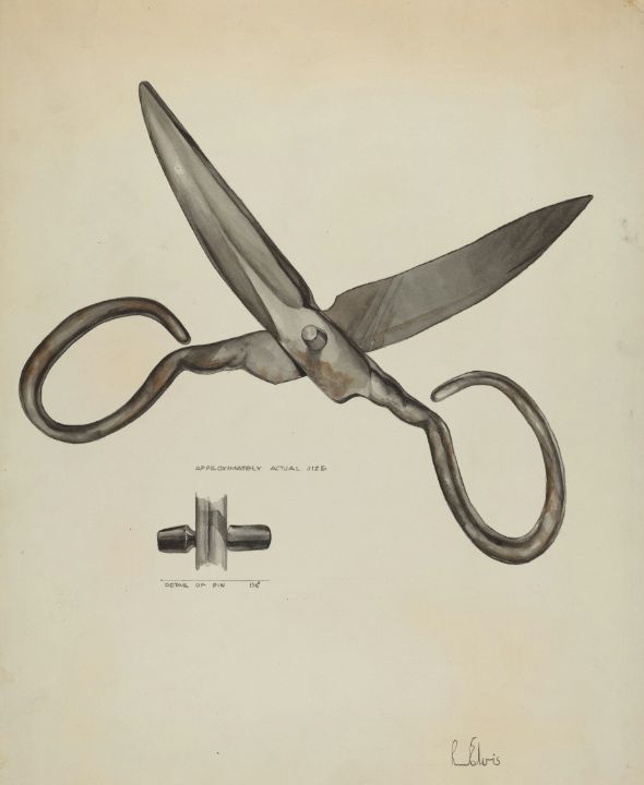 Vintage Scissors III Drawing by Veronica Lamb