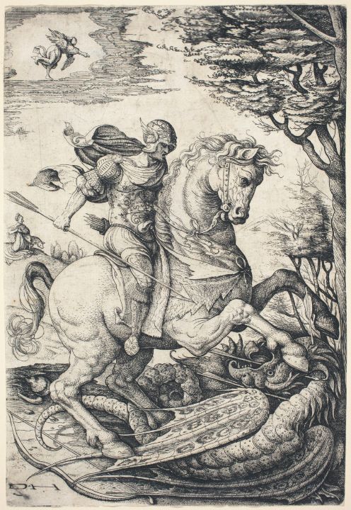 Saint George on Horseback Slaying th - Great Art Library - Paintings ...