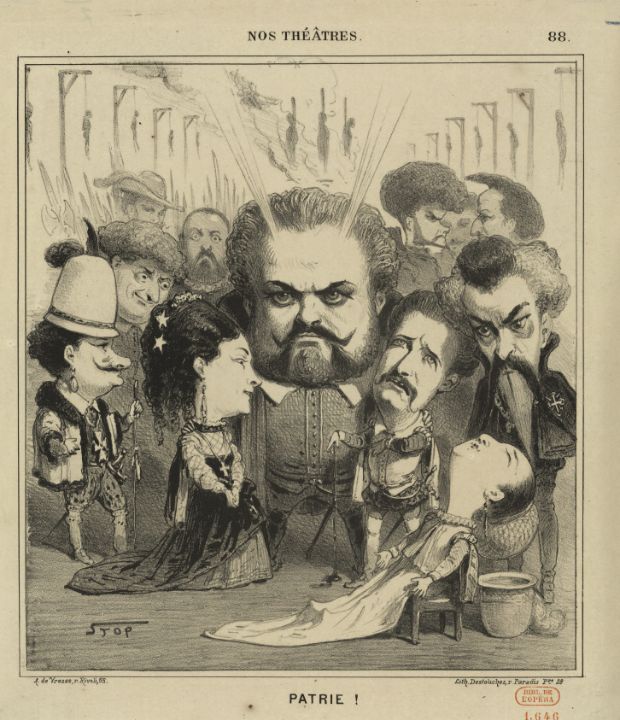 Caricature of the cast in the 1869 p - Great Art Library - Paintings ...