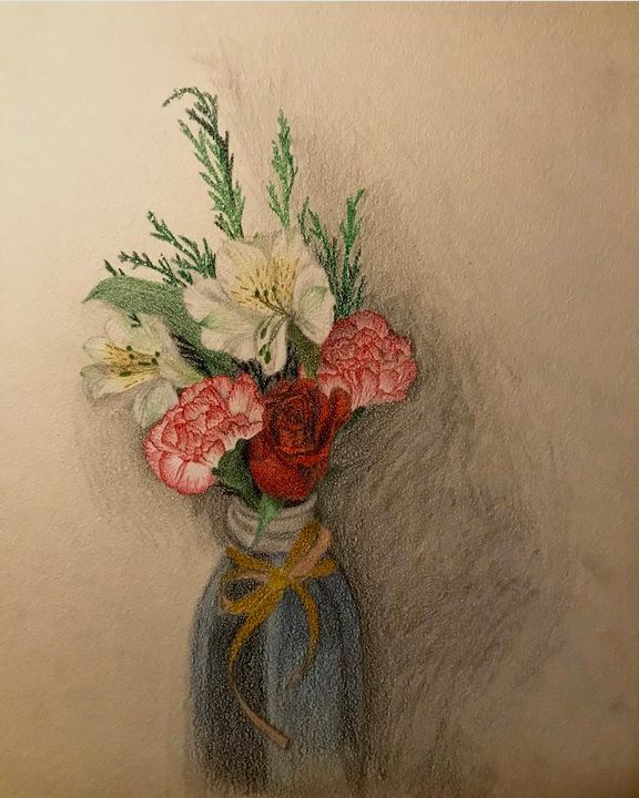 Flowers in a Bottle AJH Creations Drawings & Illustration, Flowers