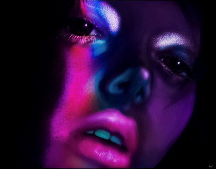 Neon girl - Kitsy - Digital Art & AI, People & Figures, Portraits ...