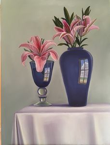 Blue Vases and Lillies